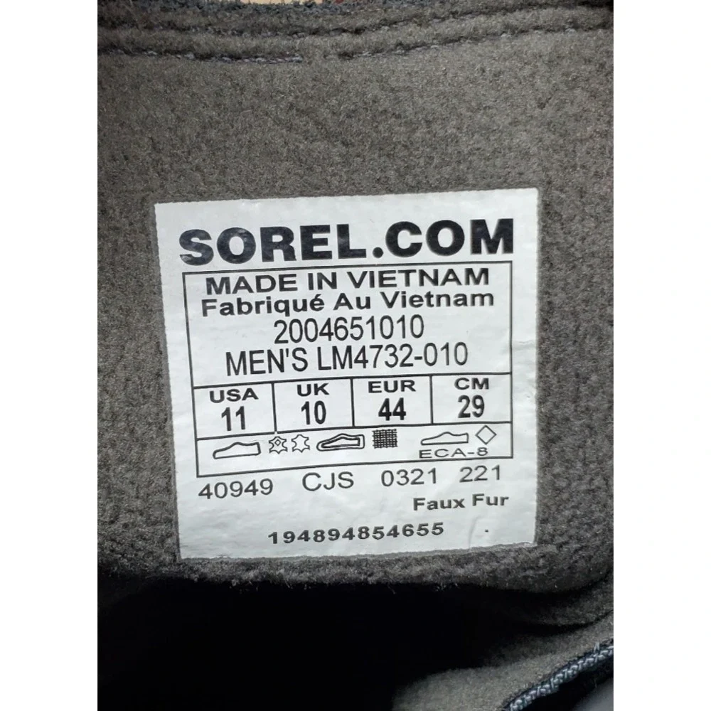 Sorel Explorer Dual Zip Boots Men 11 Dark Grey Suede Lace Up Waterproof Shoes